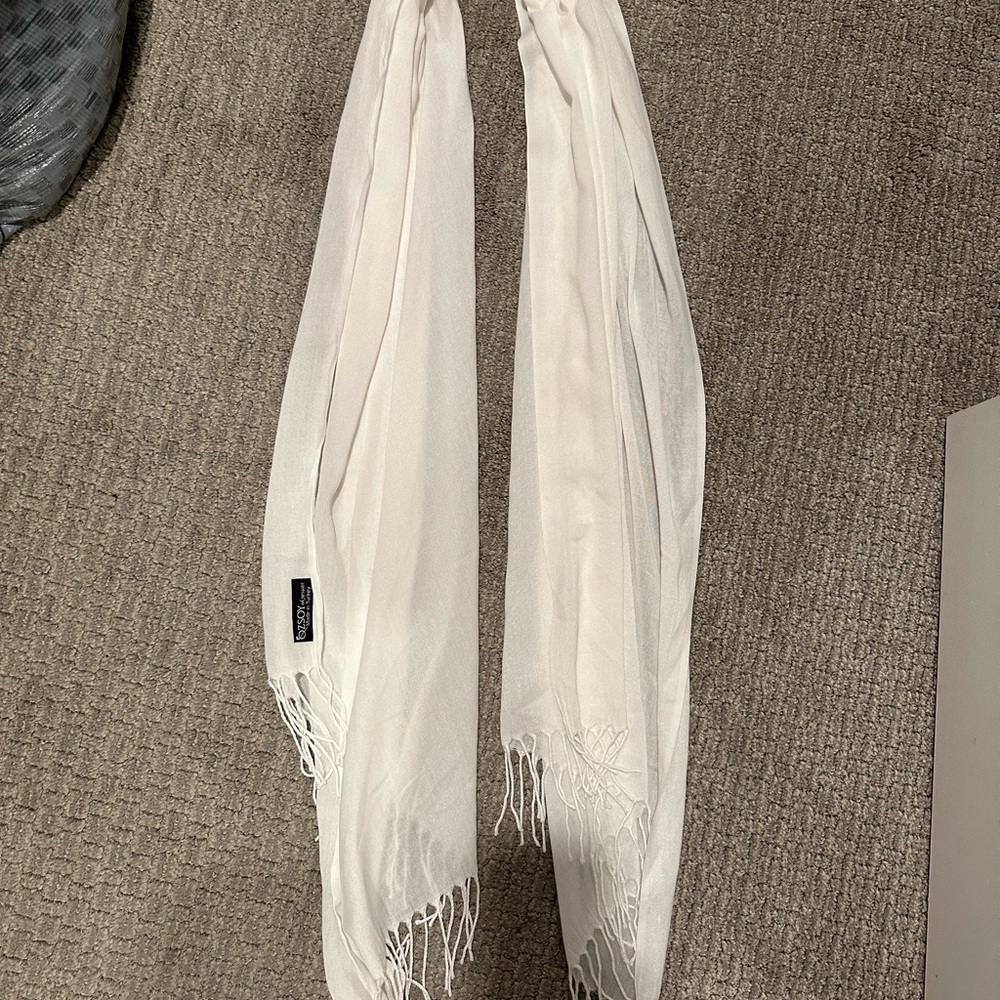 Elegant White Fringe Scarf